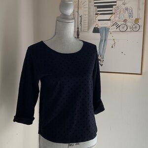 J. Crew Women's Black Dot Texture Stretch Top